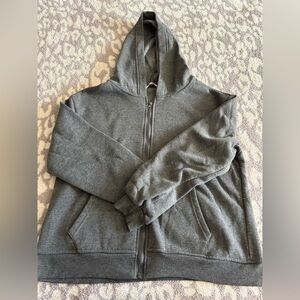 grey zip up sweater